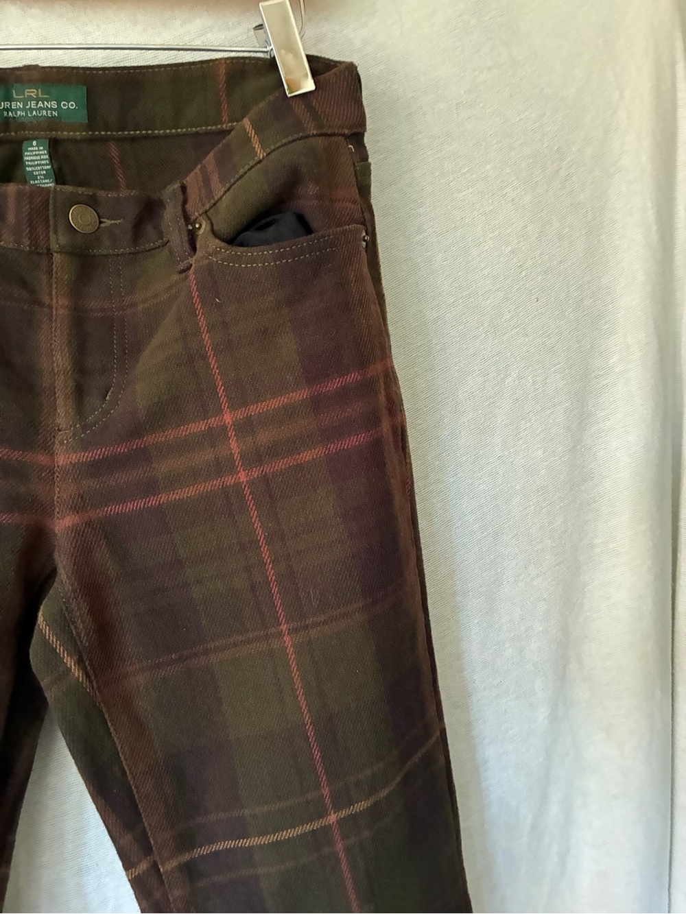 RL Ralph Lauren Plaid Slim Fit Denim- Size 6 Women’s - Picture 8 of 9